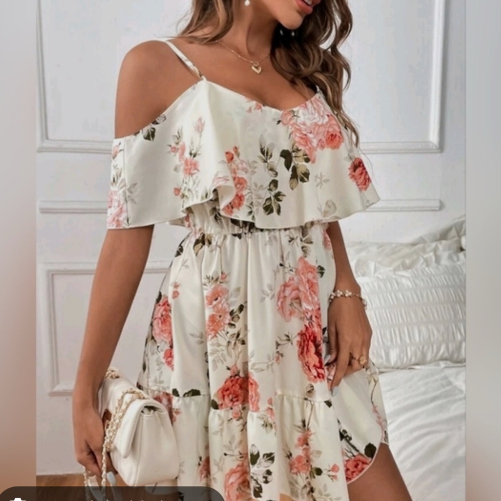 Unbranded women’s junior size xl Floral Off-Shoulder summer Dress